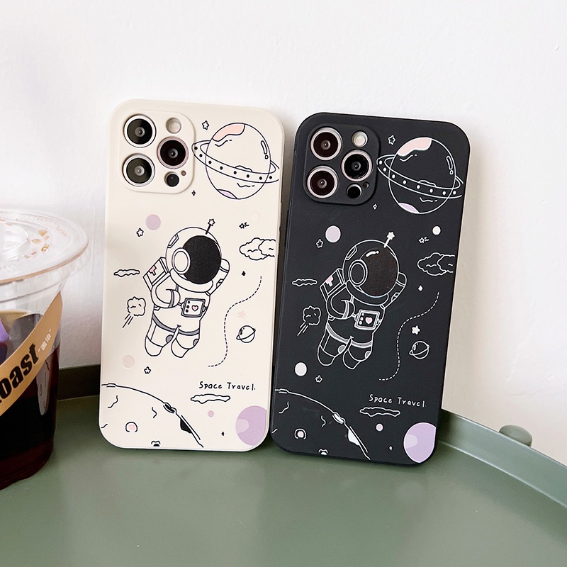 Case iPhone 13 Pro Max NASA Cartoon Cute Cases For iPhone 13 13 Pro 13 Mini 6 6s 7 8 6 Plus 6s Plus 7 Plus 8 Plus Side Pattern Camera Protector Lens Anti Fall Soft Back Phone Cover