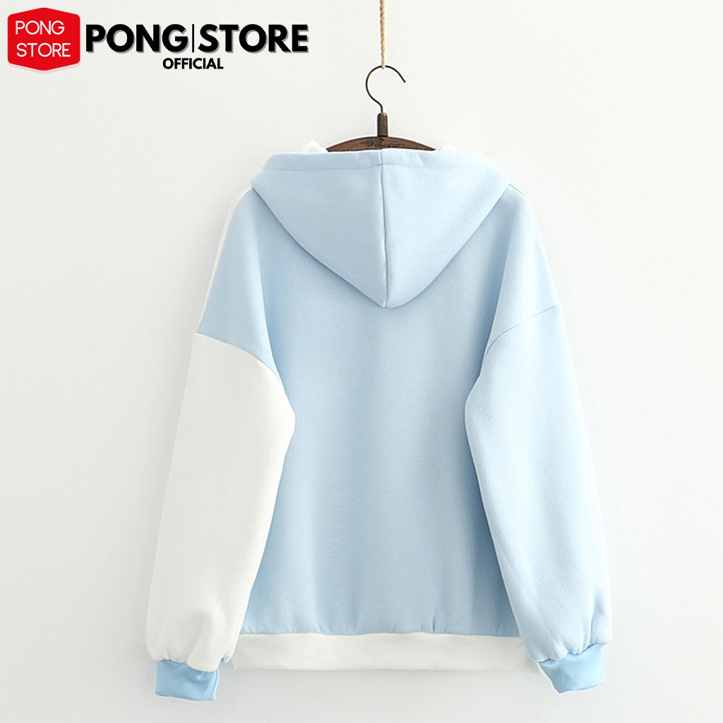 Áo hoodie nữ form rộng THỎ CÀ RỐT phong cách hàn quốc, áo khoác hoodie có túi trước chất nỉ lót bông mềm mịn PONGSTORE