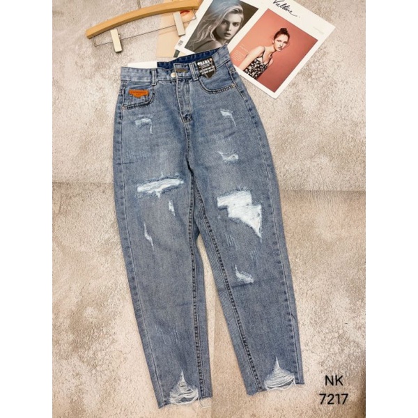Quần jeans rách dáng beggy