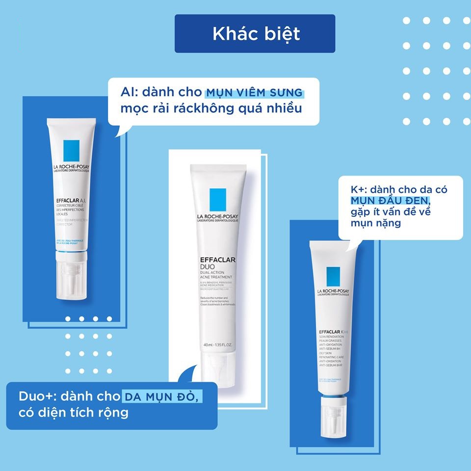 Kem giảm mụn La Roche-Posay Effaclar Duo+ thông thoáng lỗ chân lông ngừa thâm, sạch mụn đầu đen(7.5/15/40ml)