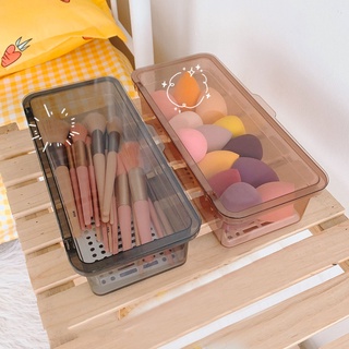 Hộp Đựng Cọ Trang Điểm Có Nắp Chống Bụi Thiết Kế Trong Suốt Đơn Giản Sáng Tạo