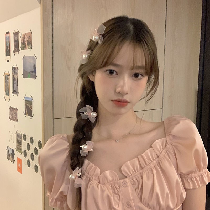 Kẹp Tóc Nơ Đính Ngọc Trai Dễ Thương