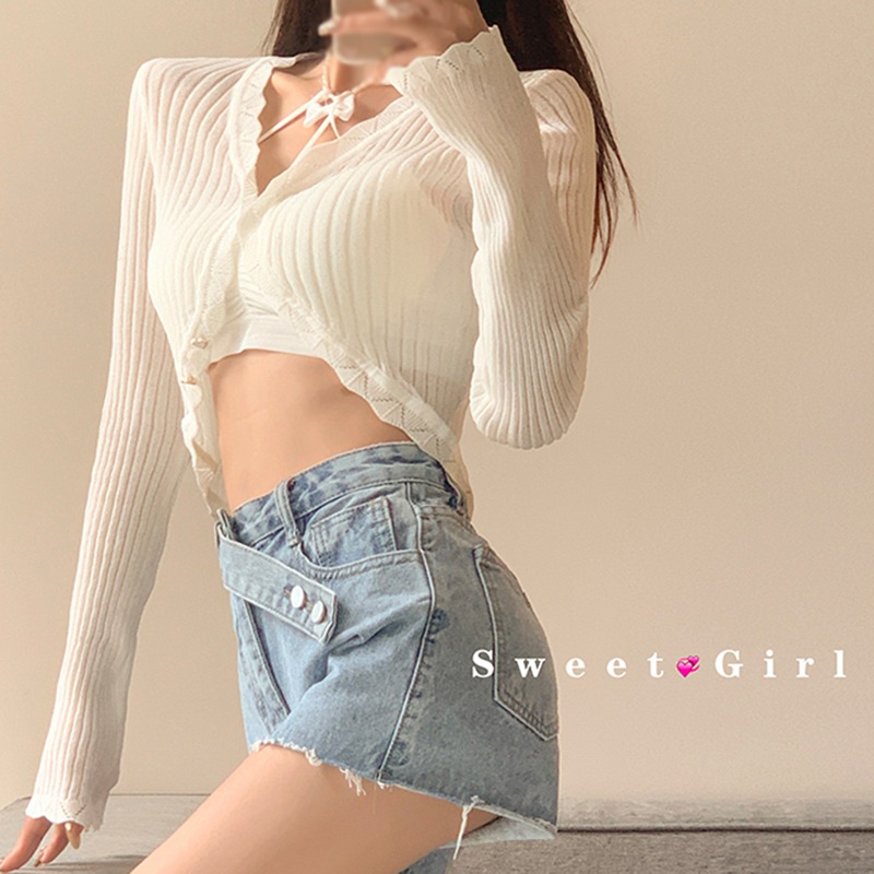 Áo Cardigan Dệt Kim Màu Sắc Đơn Giản Cho Nữ