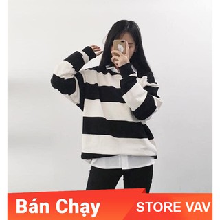 Áo kẻ hottrend đen trắng to - storevav