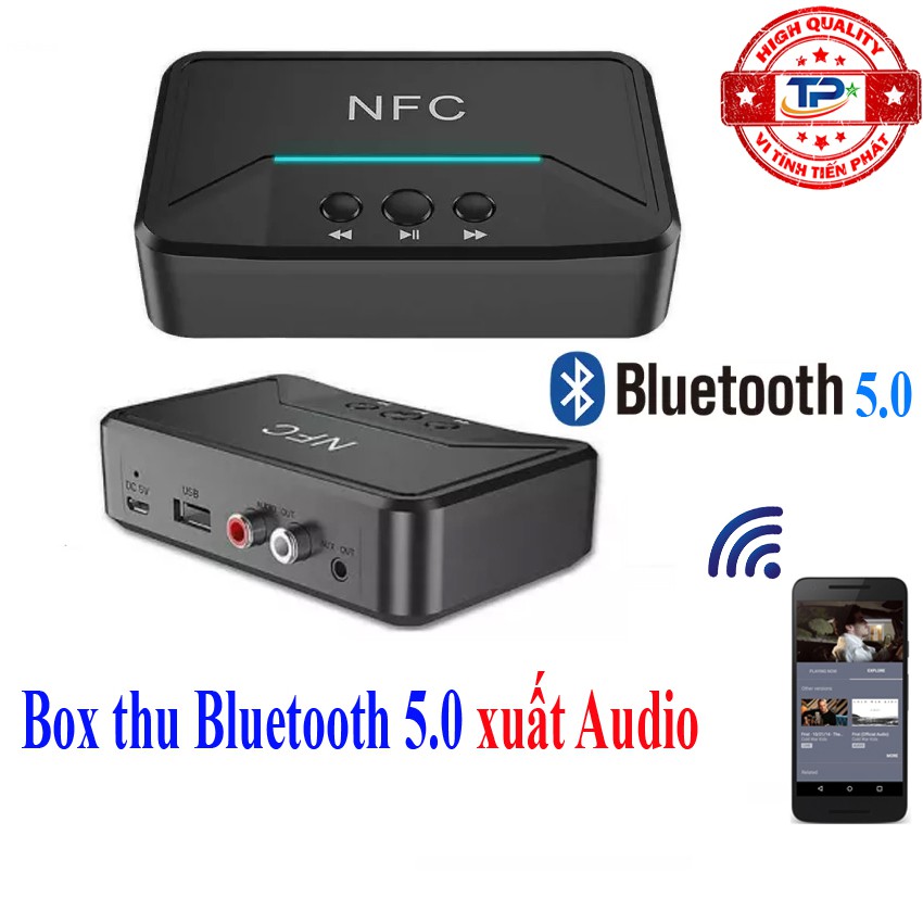 Bộ thu âm thanh Bluetooth 5.0 NFC BT200 Music Audio Receiver biến Loa, Amply thường thành có bluetooth chuyên nghiệp