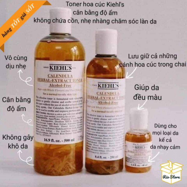 Toner Hoa Cúc KIEHL'S Calendula Herbal Extract Alcohol-Free Toner Nước cân bằng không chứa cồn, nhẹ dịu chăm sóc làn da