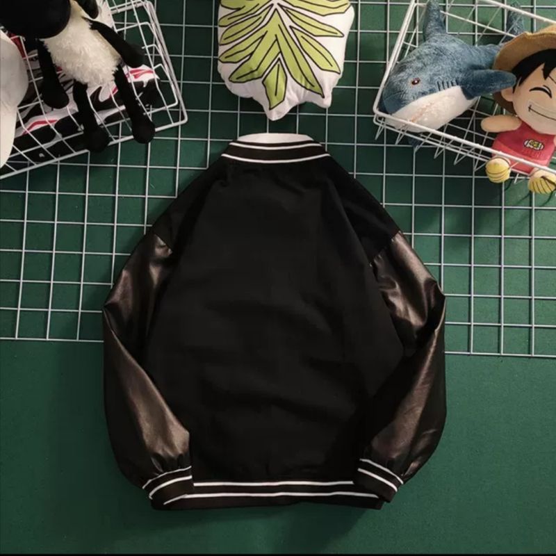 Áo Khoác BomBer Chữ G ❤️ Áo Bóng Chày Nam Nữ Viền Trắng Phối Tay Áo Da | BigBuy360 - bigbuy360.vn