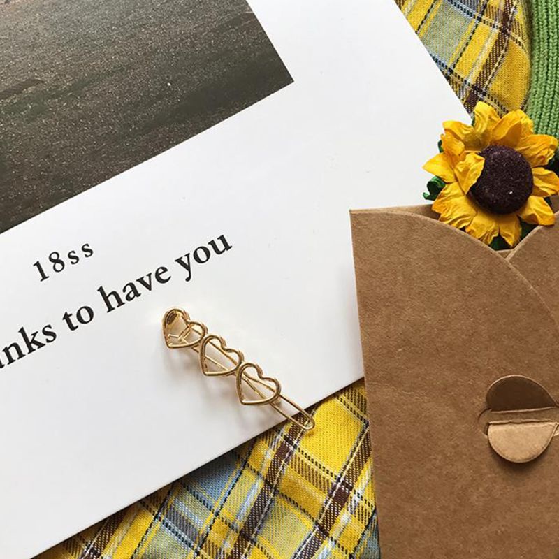 Kẹp Tóc Hình Trái Tim Ba Trái Tim Ánh Kim Phong Cách Hàn Quốc Ngọt Ngào Cho Nữ YOUYO G