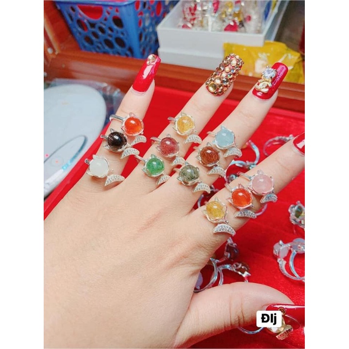 NHẪN HỒ LY PHONG THUỶ ĐÁ TỰ.NHIÊN HÀNG CHUẨN ĐẸP- NHẪN BẠC TA