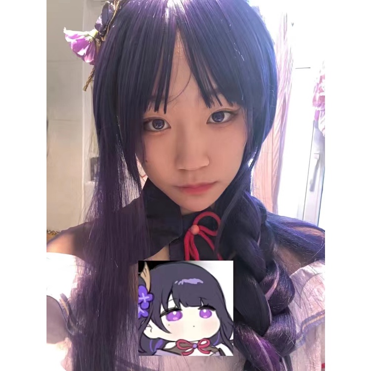 Genshin impacto baal cosplay raiden shogun peruca 100cm azul roxo peruca cosplay anime cosplay peruca resistente ao calor perucas sintéticas cabelo