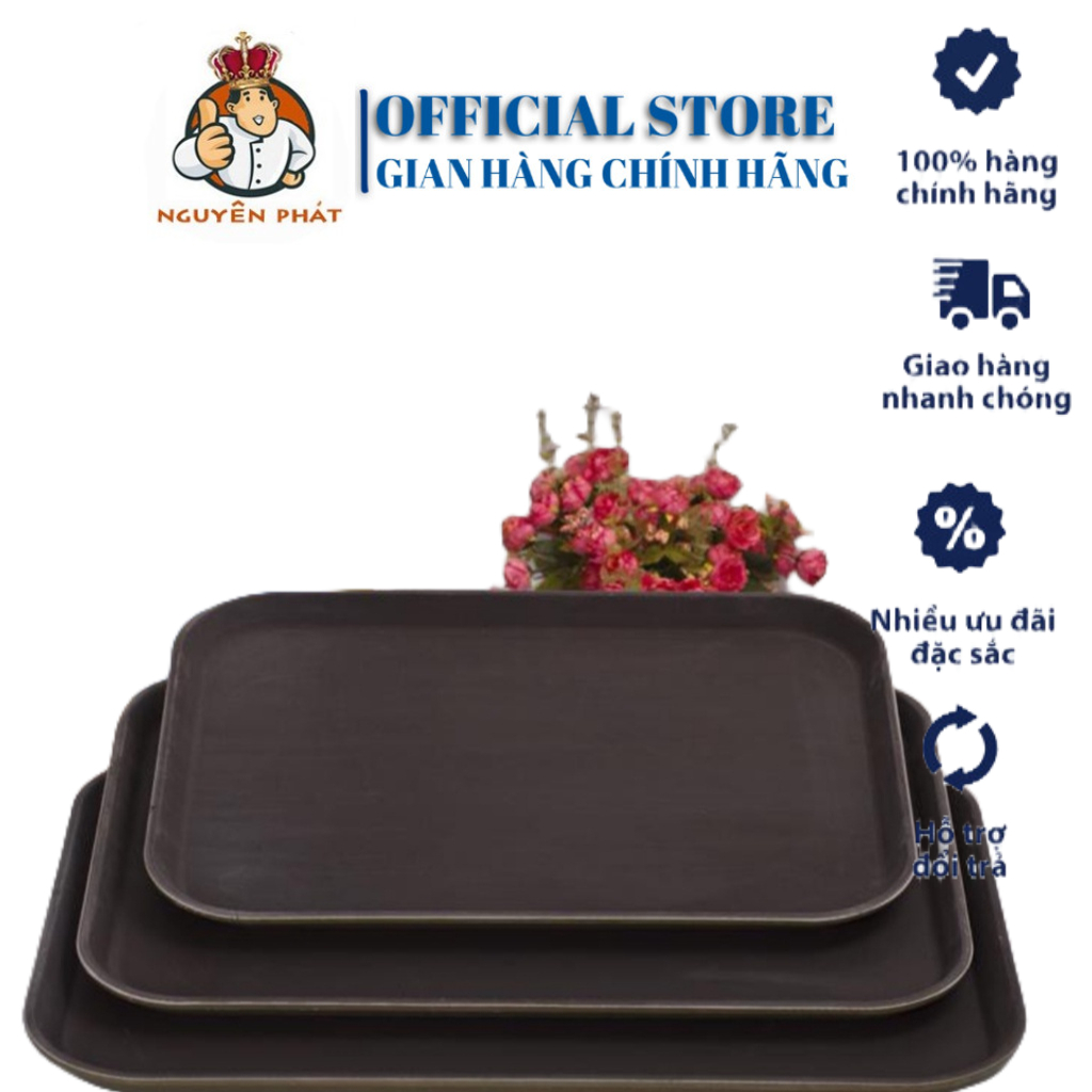 Khay bê đồ phục vụ chống trượt chữ nhật cao cấp phục vụ nhà hàng, quán bar, cafe, bê nước uống - Dụng Cụ Pha Chế Đà Nẵng