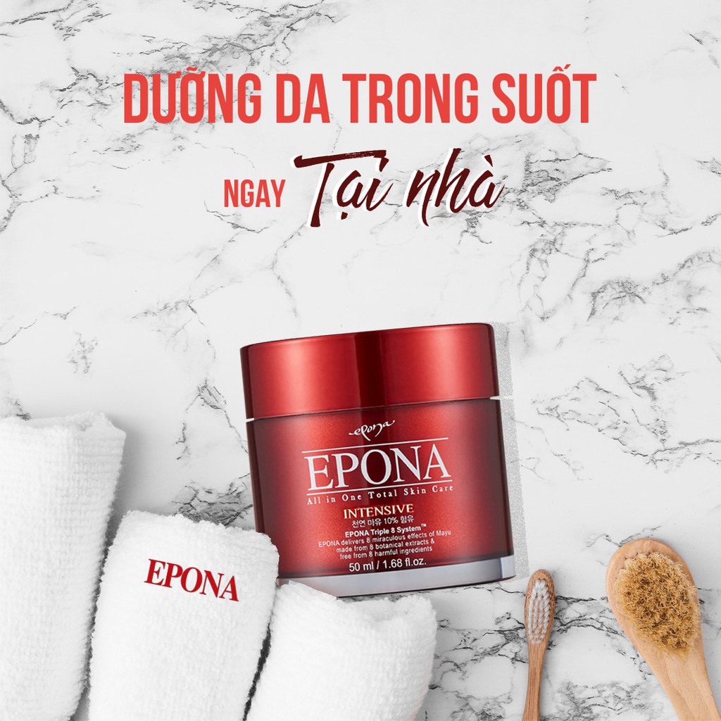 Kem Dưỡng Ngăn Ngừa Lão Hóa, Làm Sáng, Căng Bóng Da Từ Dầu Ngựa Epona All In One Total Skin Care Intensive 50ml - Màu Đỏ