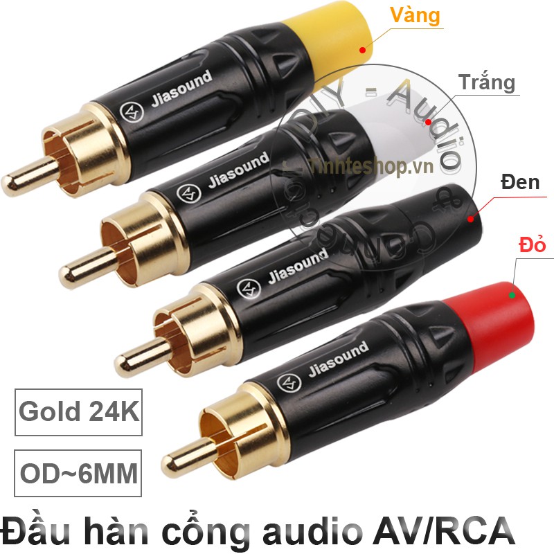 Đầu hàn cổng cắm audio video AV RCA gold 24K 3U OD-4-6mm 603BG chuôi cao su (đen/đỏ/trắng/vàng)