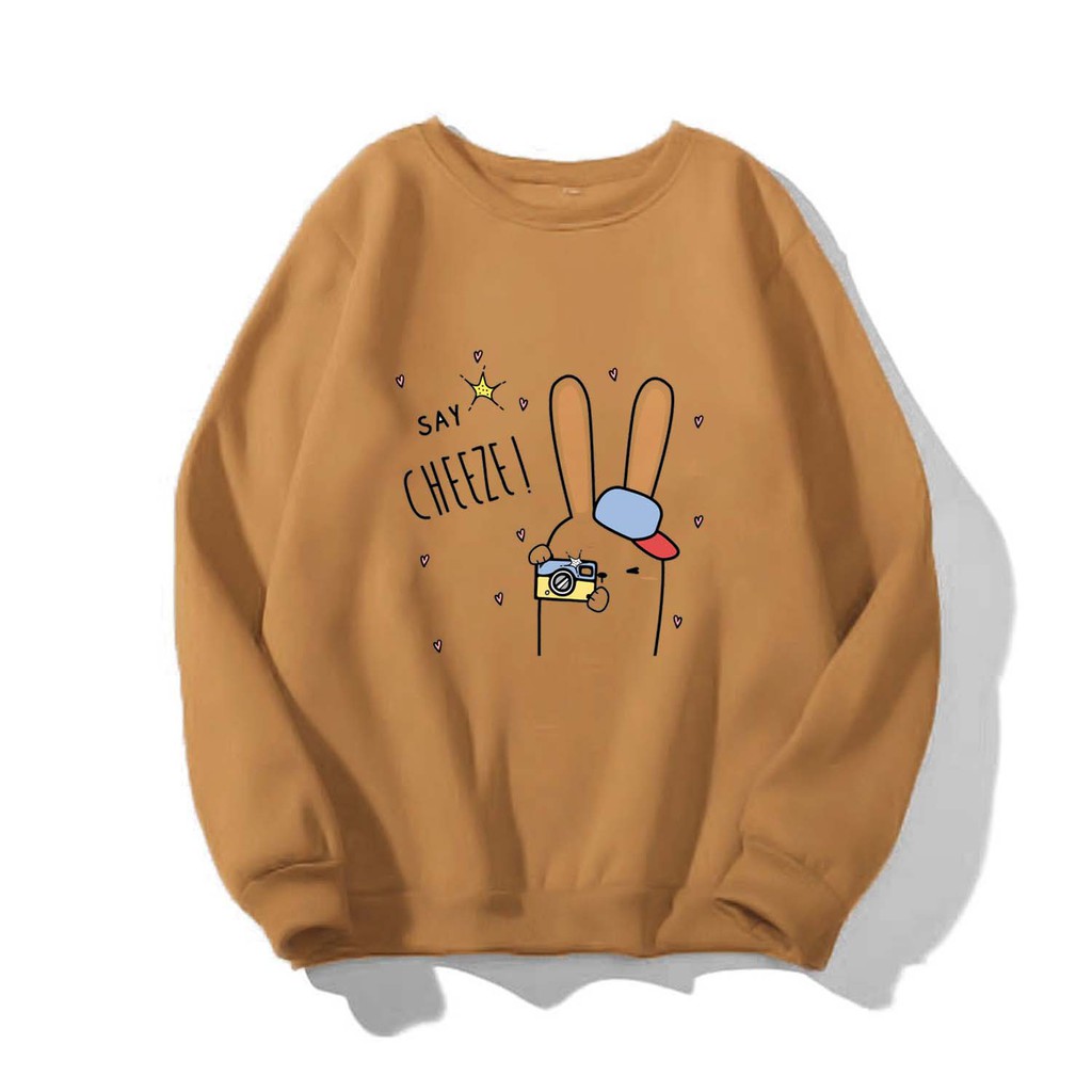 Áo Sweater nam nữ in hình Say Cheeze dễ thương, kiểu hoodie chui đầu thích hợp làm áo cặp ANNGO- DS97 | BigBuy360 - bigbuy360.vn