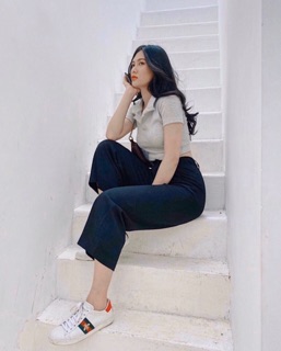 Áo Croptop Polo xám, đen, trắng