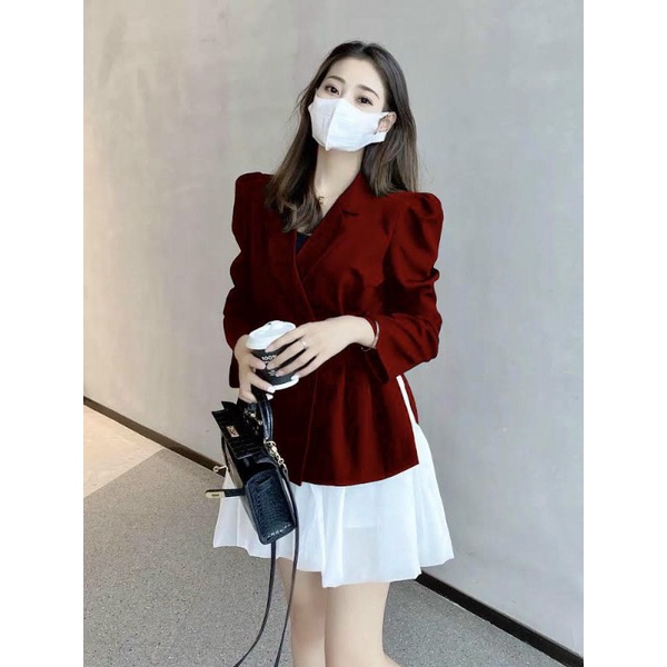 SET ÁO VEST ĐỎ CHÂN VÁY TRẮNG