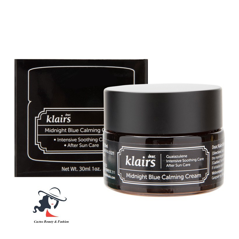 Kem dưỡng phục hồi da ban đêm dạng hũ  Klairs Midnight Blue Calming Cream 30ml & mẫu dùng thử