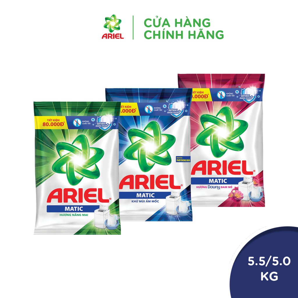 Bột giặt Ariel hương nắng mai 5.5kg / Hương Downy 5kg