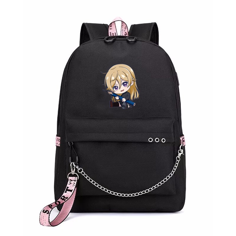 Balo thông minh đen hồng in hình BLUE PERIOD chibi anime cặp sách đi học