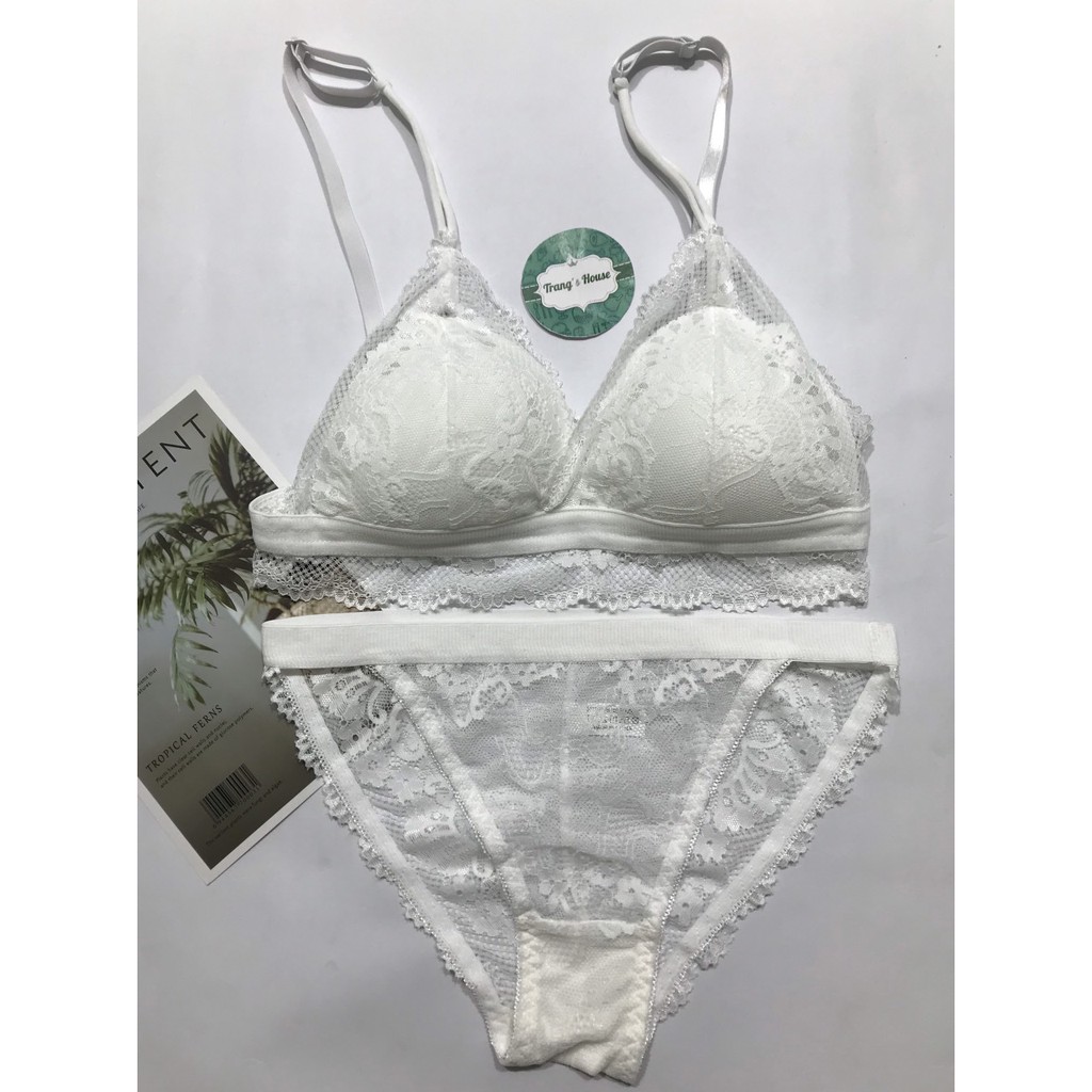 Bộ đồ lót ren hoa nữ không gọng đẹp sexy nâng ngực cao cấp xuất Hàn M01 | BigBuy360 - bigbuy360.vn