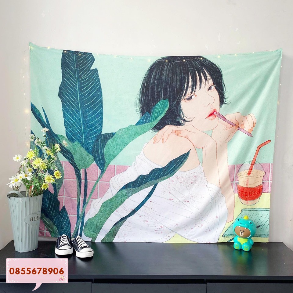 [SẴN💗BIGSIZE]1,5m x 1,3m Tranh vải treo tường trang trí decor vintage size to kèm đèn và đinh (Hàng loại 1)