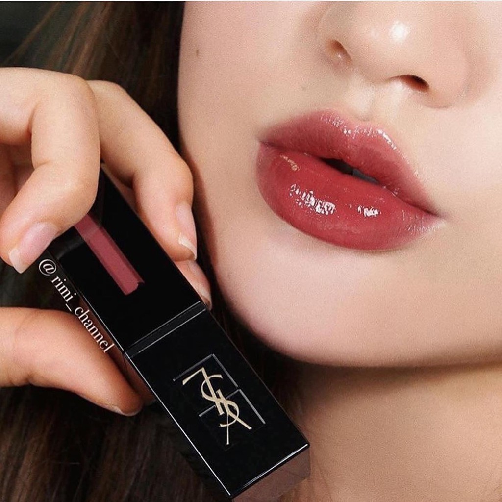 Son Kem YSL 407 Rouge Pur Couture Vernis A Levres Vinyl Cream - Carmin Session - Hồng Mận