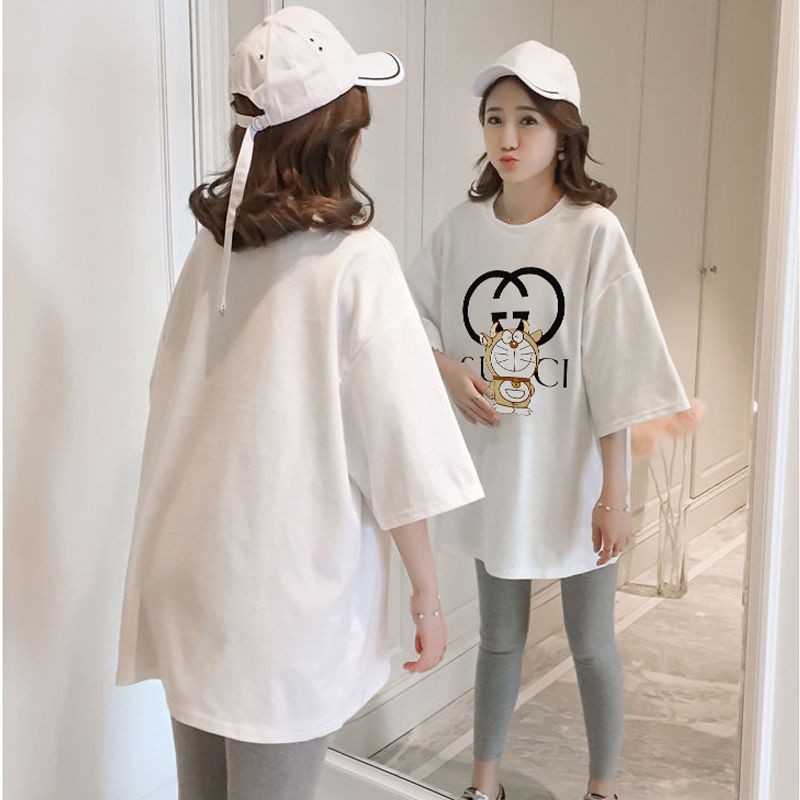 [bà bầu | mùa hè áo thun khăn che bụng] new 2021 Quần bà hình mèo Doraemon dễ thương không lộ cotton