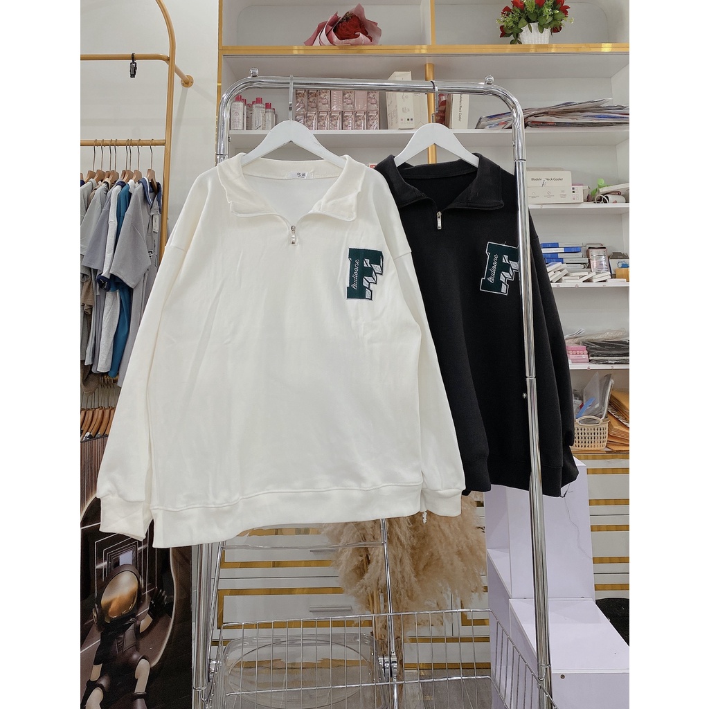 Áo Polo Sweater Form To Thêu Chữ F Nam Nữ Tay Bồng Cổ Bẻ Unisex Bassic