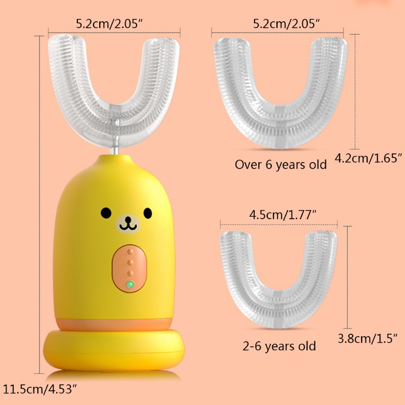 Bàn Chải Đánh Răng Tự Động 360 Độ Bằng Silicon Họa Tiết Hoạt Hình Dễ Thương Cho Bé