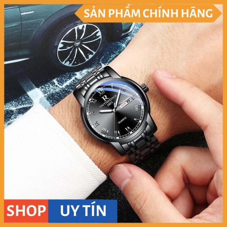 ĐỒNG HỒ NAM R-ONTHEEDGE KÍNH TRÁNG SAPPHIRE DÂY KIM LOẠI KHÔNG GỈ + TẶNG KÈM PIN CAO CẤP