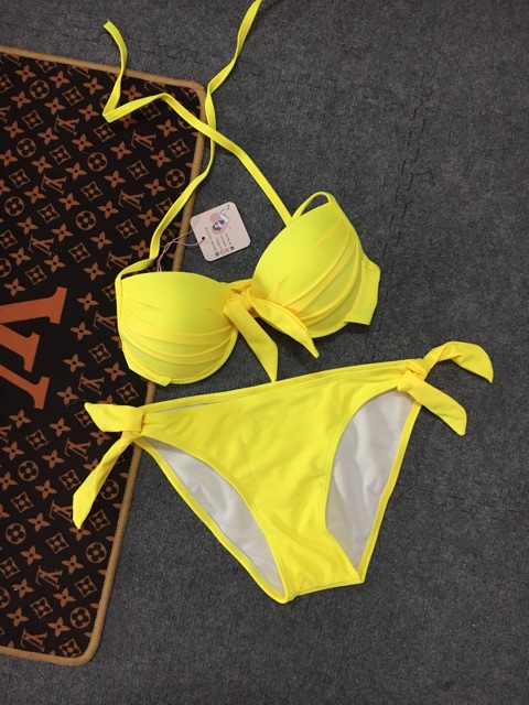 [BKN181] &lt;ÂU&gt; SET BIKINI VÀNG NƠ NGỰC (CÓ GỌNG)