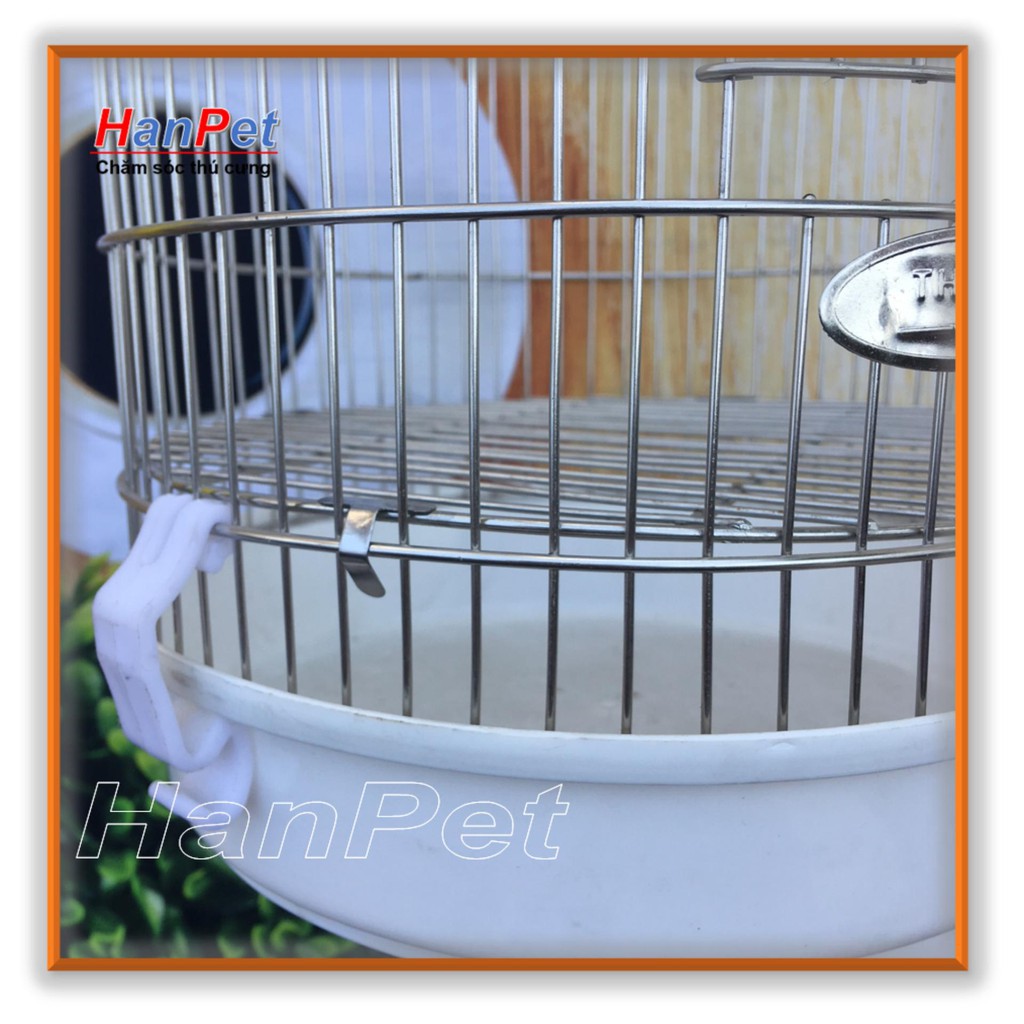 HN-Lồng chim Inox chống gỉ sét, loại bé dành cho chim khuyên - tặng áo lồng và máng ăn, máng uống - hanpet 60