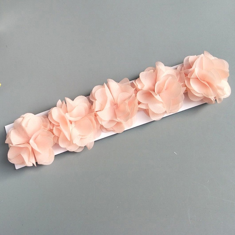 Băng Đô Vải Voan Mềm Co Giãn Màu Trơn Hình Hoa Năm Cánh Đơn Giản Dễ Thương Cho Bé