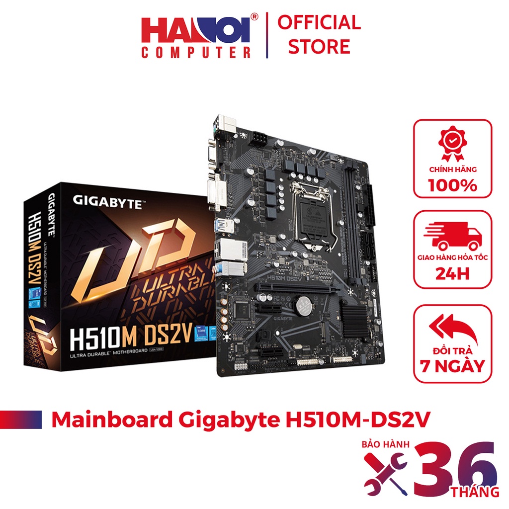 Bo mạch chủ chính hãng Mainboard Gigabyte H510M-DS2V Core i5 non K socket LGA 1200