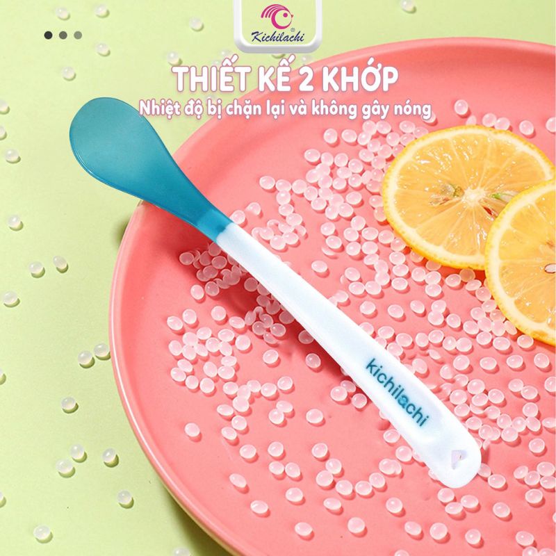 Thìa báo nóng silicon cho bé ăn dặm Kichi (Kichilachi) Nhật Bản