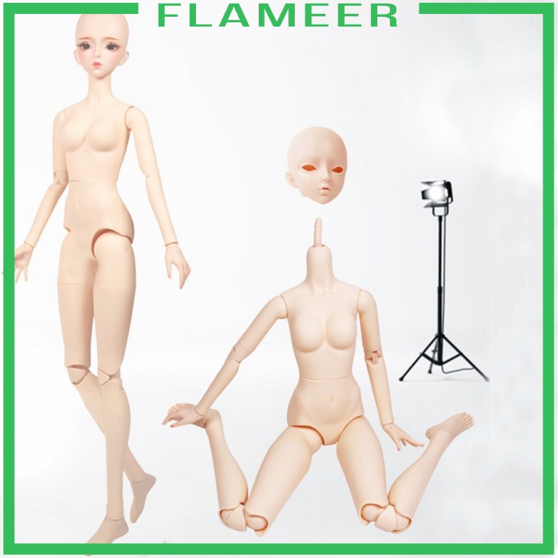 [FLAMEER]60cm Ball Jointed Doll Nude Vinyl Body Mold without Head DIY Practice Parts