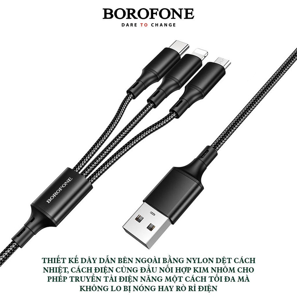 Cáp sạc nhanh 3 trong 1 BOROFONE BX50 Fresco - AK Mobile