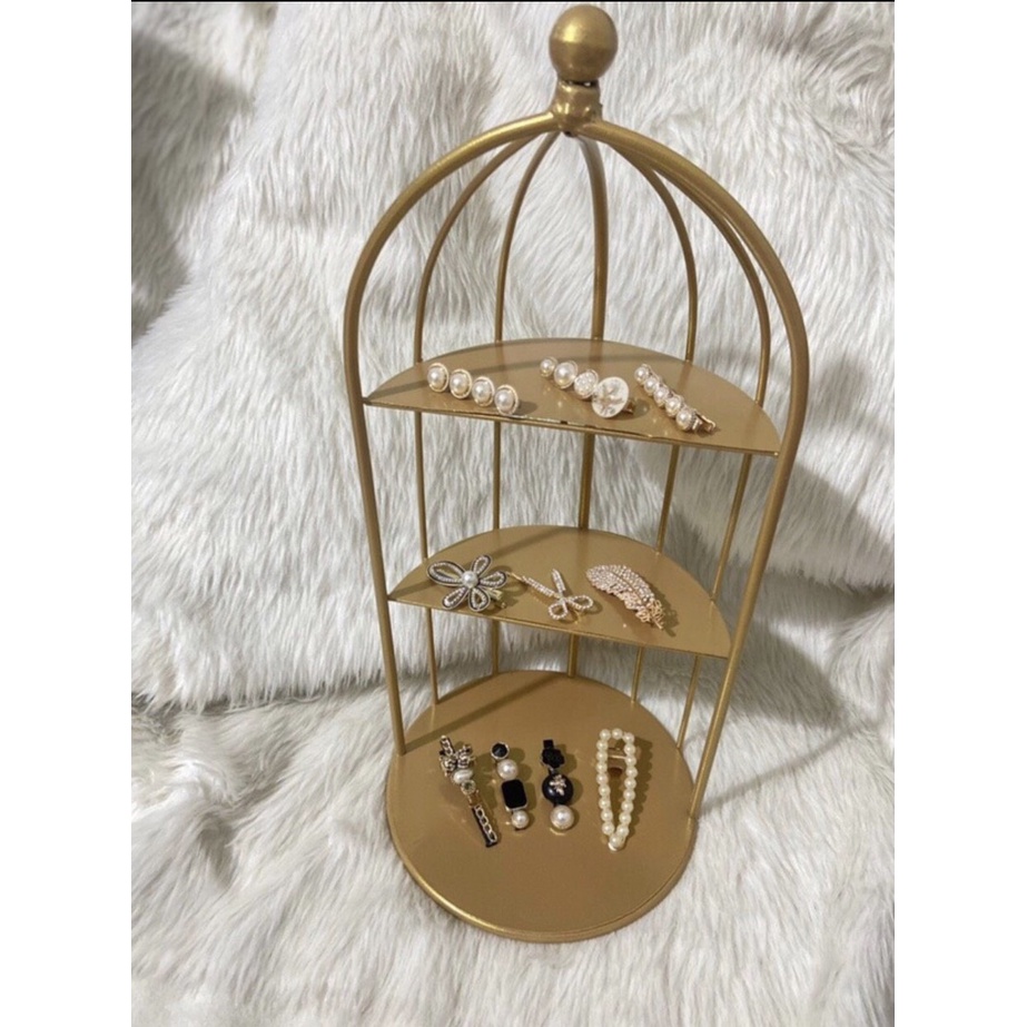 kệ mỹ phẩm-giá trưng bày lồng chim 3 tầng decor sang chảnh-kích thước 45cmx22cm