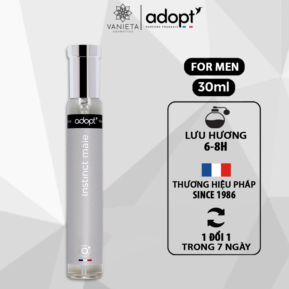 Nước hoa nam Adopt INSTINCT MÂLE hương nam tính lôi cuốn dung tích 30ml MS017 - Vanieta Cosmetics