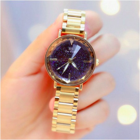 Đồng hồ nữ Bee Sister 1562 mặt thấu kính nổi vát cạnh hàng chính hãng