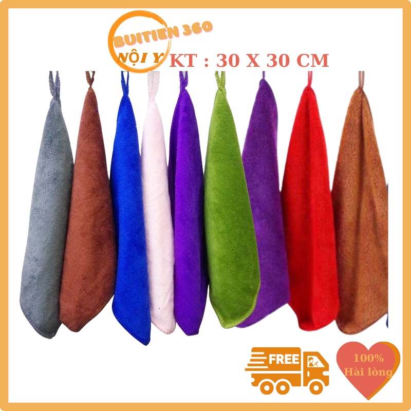 Khăn lau treo tường lau đa năng lau tay lau bàn bếp lau gương kính nail có móc treo tiện dụng KT 30X30 cm