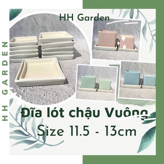 Đĩa lót chậu cây Hình Vuông, đĩa gốm vuông, Size 13x13cm, 11.5x11.5 (Kích thước lọt lòng)