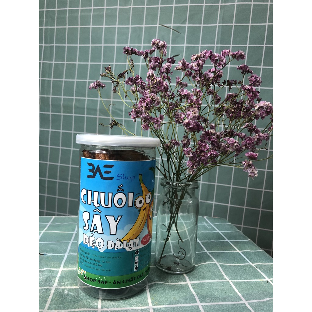 Chuối sấy dẻo Đà Lạt nguyên trái loại hộp 500g shop 3AE đồ ăn vặt Hà Nội ngon bổ rẻ