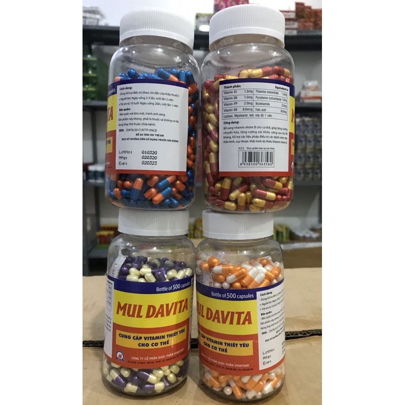 Vitamin MUL DAVITA  Vinaphar -Chai 500 Viên- Tăng Sức Đề Kháng , Chống Suy Nhược Cơ Thể