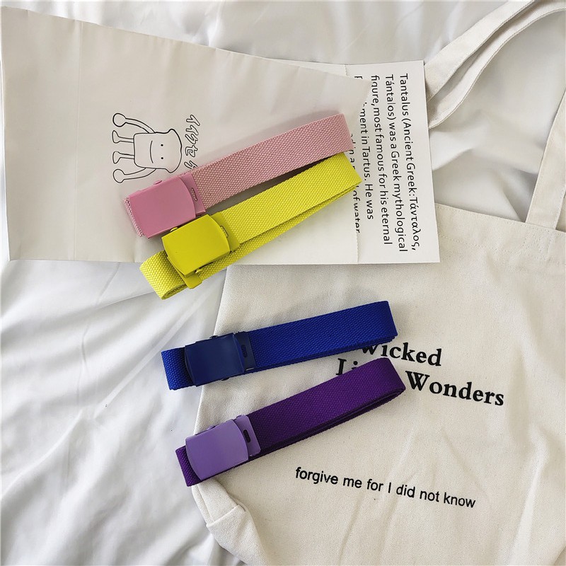 [Spot] Thắt Lưng Vải Canvas Khóa Sắt Tự Động Thời Trang Cho Học Sinh