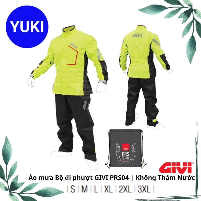 Áo Mưa Bộ Cao Cấp GIVI PRS04 Vàng Neon | Chống Thấm Nước | YUKI MISE