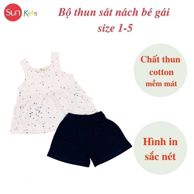 Đồ bộ thun bé gái, đồ bộ trẻ em chất cotton, có nhiều màu, size 1-5 tuổi - SUNKIDS1