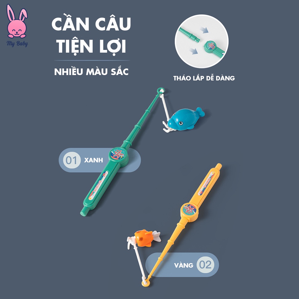 Đồ Chơi Câu Cá Cho Bé Cầu Trượt Mô Hình Thác Nước Có Đèn Có Nhạc Có Nước, Tặng kèm 3 pin AA, Mybaby