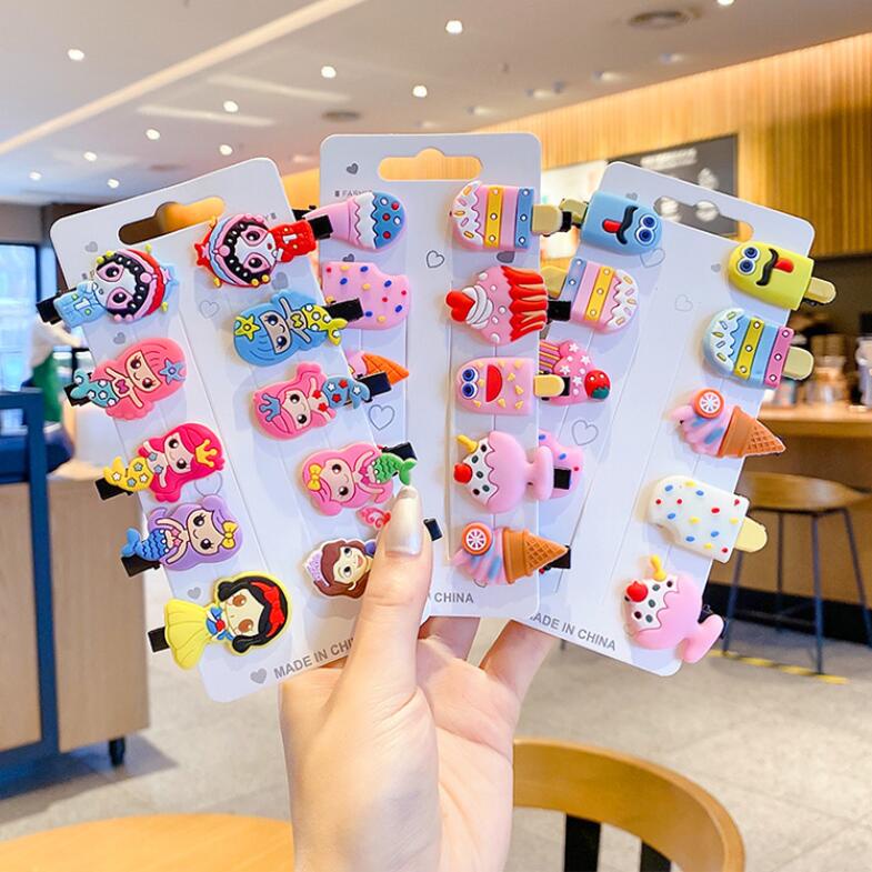 Bộ Kẹp Tóc Kiểu Dáng Hoạt Hình Dễ Thương Phong Cách Hàn Quốc Cho Nữ