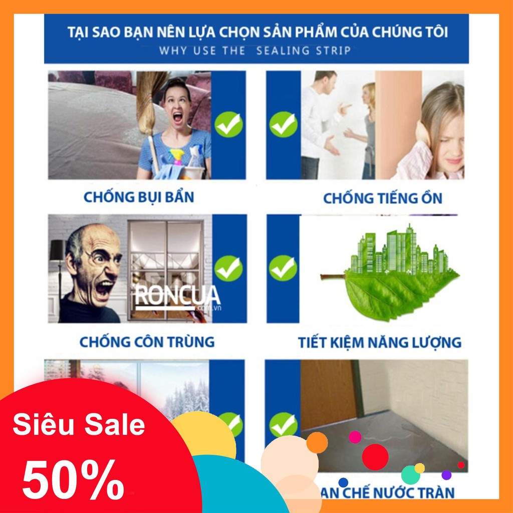 Ron Chân Cửa Cao Su LOẠI CẢI TIẾN Dán Chống Bụi Côn Trùng 25 35 45mm loại tốt